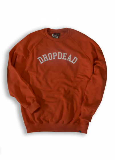 Moletom Careca DropDead Raglan Crew Laranja Melbourne Skateboards - Camiseta Skate Streetwear