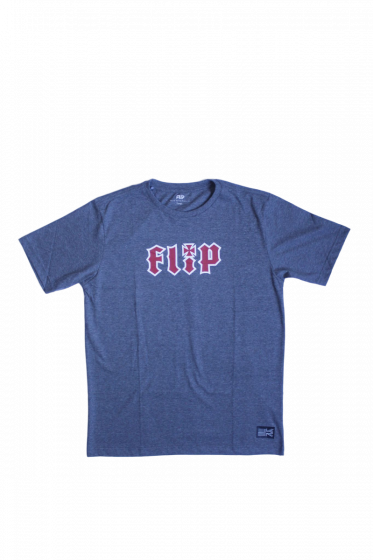 Detalhe Camiseta Flip Skateboards  Logo  HKD Cinza Mescla Flip - Estilo Urbano