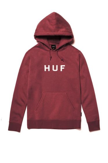 Moletom Canguru Fechado HUF Worldwide Essentials OG Logo Vinho