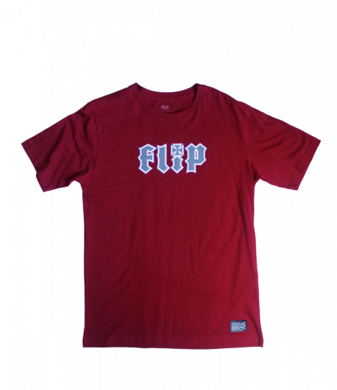 Detalhe Camiseta Flip Hkd Vermelho logo Cinza Flip - Estilo Urbano