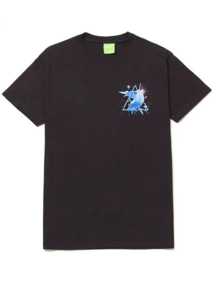 Camiseta Huf Worldwide Essentials Space Dolphins Washed Preto