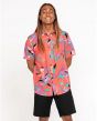 Camisa Volcom Importada/ Leaf Spray Woven Lava Rock Red 