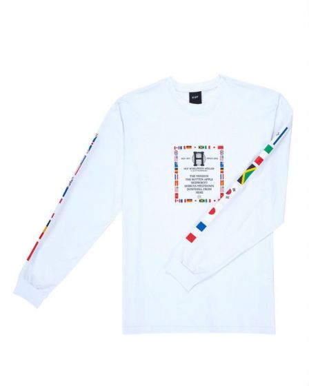Camiseta Manga Longa HUF Worldwide Flag Atelier-Branco