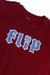 Detalhe Camiseta Flip Hkd Vermelho logo Cinza Flip - Estilo Urbano
