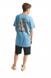 Camiseta Volcom  Long Fit Widgets -Azul