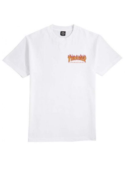 Camiseta Thrasher Magazine Flame Bottom Branco