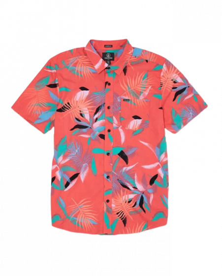 Camisa Volcom Importada/ Leaf Spray Woven Lava Rock Red