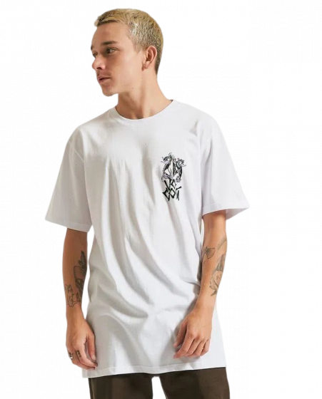 Camiseta Volcom Long Fit Sktratz Branco