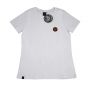 Camiseta Blusa Feminina Santa Cruz Skateboards Classic Dot Bottom Branca