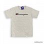 Camiseta Champion logo Silk Manuscrito - Graphic Jersey Tee - Cinza