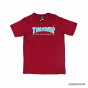Camiseta Manga Curta Thrasher Vermelha Logo Azul