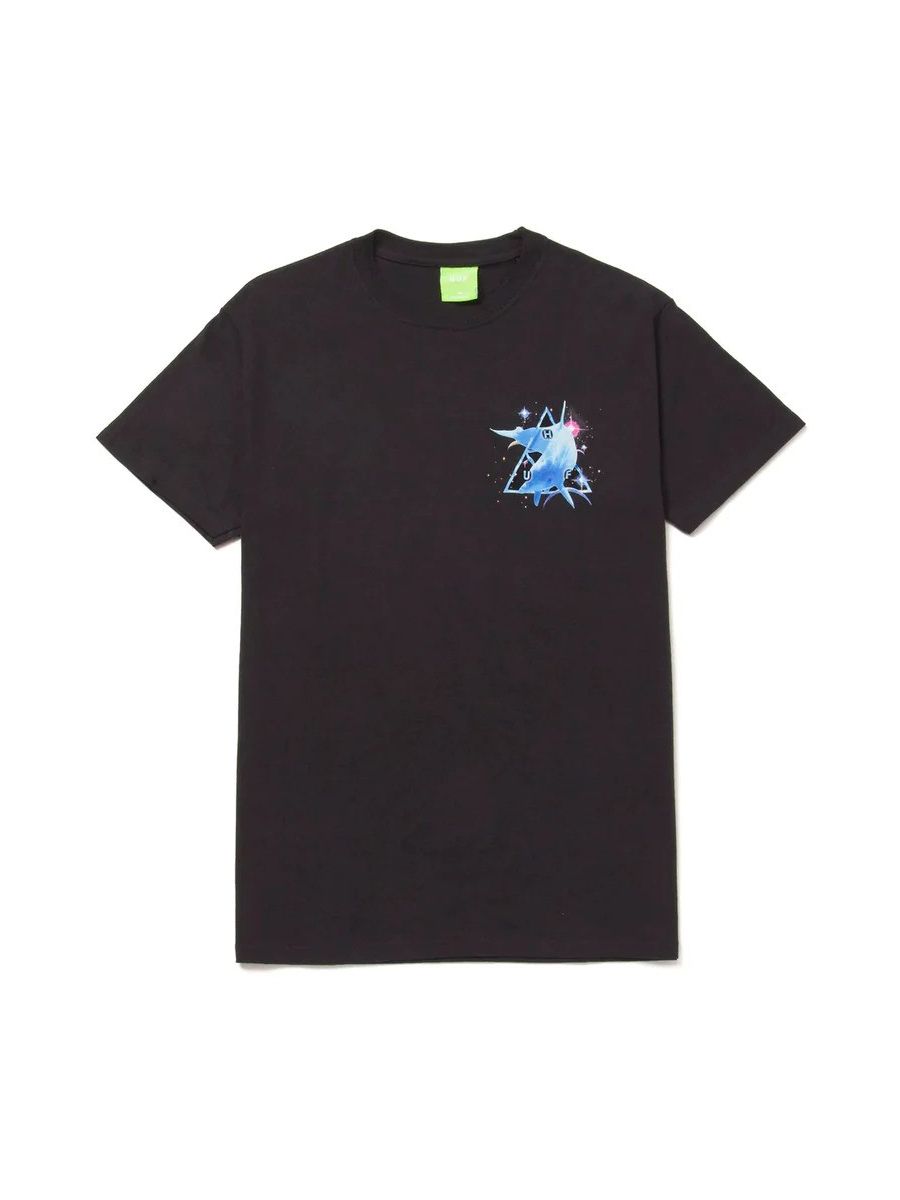 Camiseta Huf Worldwide Essentials Space Dolphins Washed Preto