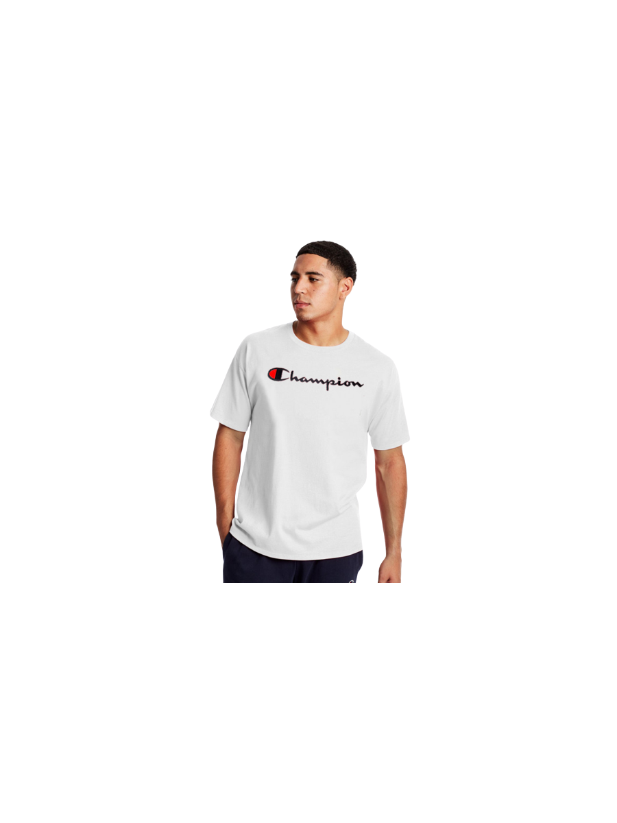 Camiseta Champion Especial/Script Patch Logo/ Bordado Off White