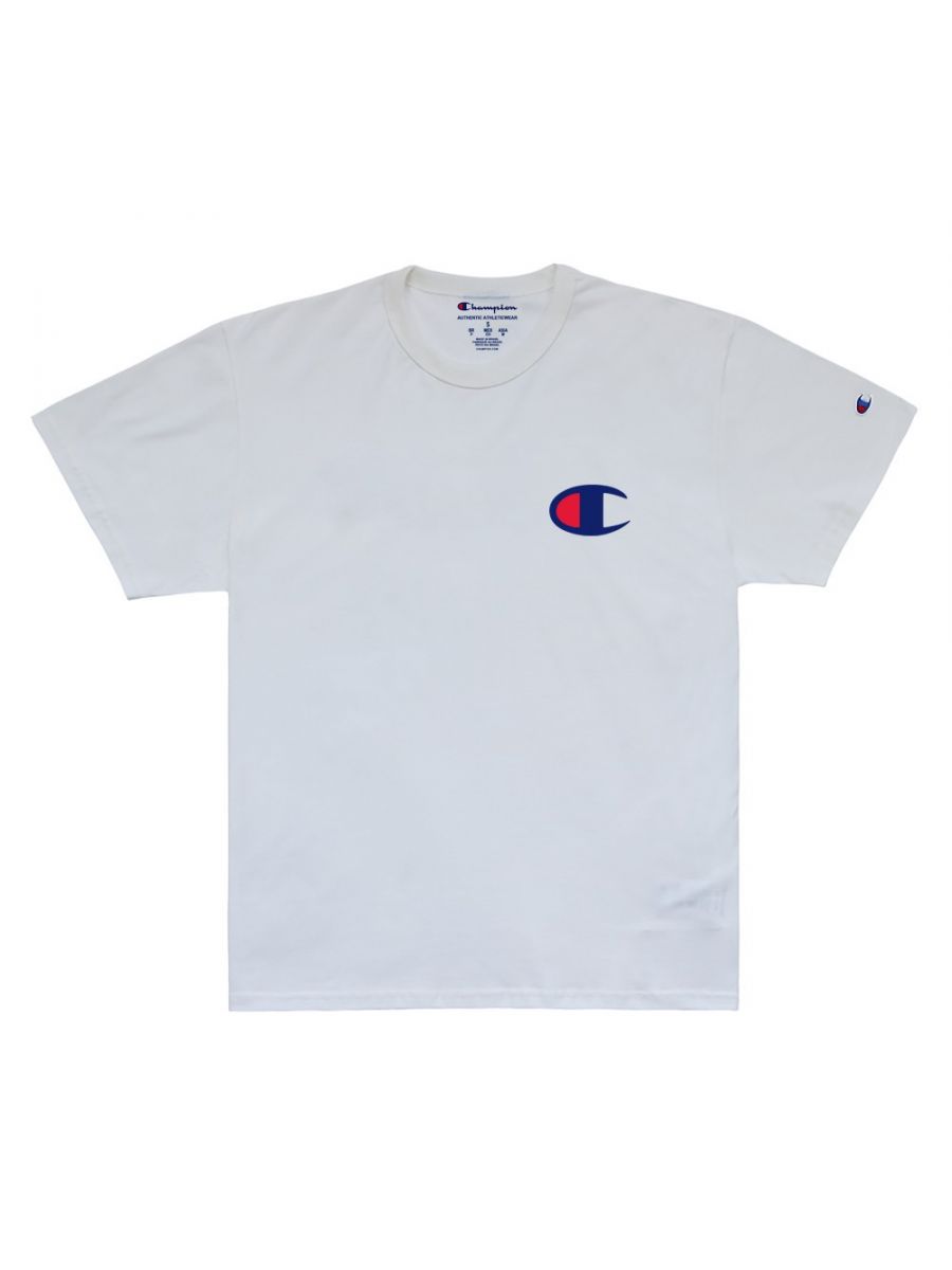 Camiseta Champion Especial/  Ath Medium  C  Logo Ink Off White