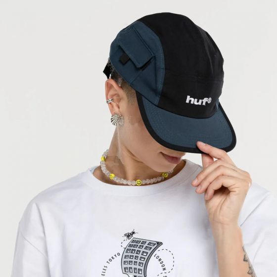 Boné Five Panel HUF Worldwide Utility Volley Hat Preto