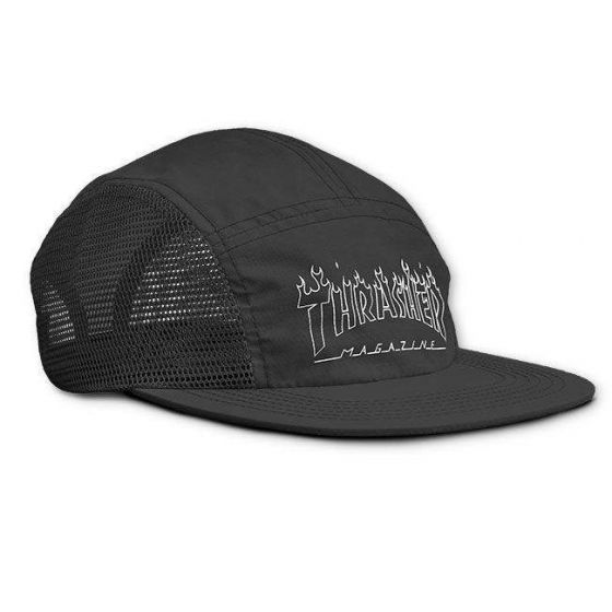 Boné Thrasher Five Panel Flame Outlined Preto