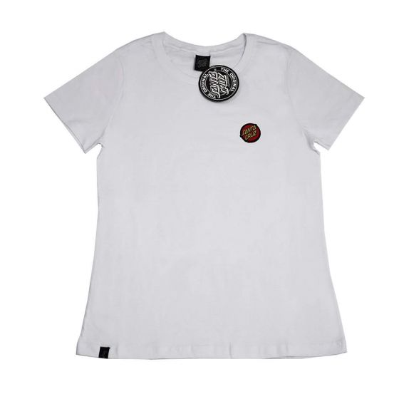 Camiseta Blusa Feminina Santa Cruz Skateboards Classic Dot Bottom Branca