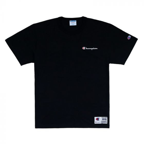 Camiseta Champion Especial/ Life Mini Script Embroidery Logo/ Bordado Black