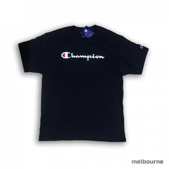 Camiseta Champion Logo Manuscrito - Graphic Tee – Tecido Premium – Preto