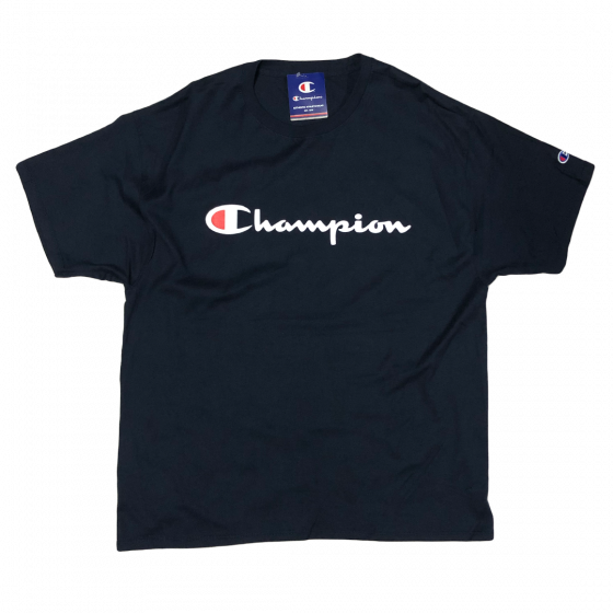 Camiseta Champion Logo Silk Manuscrito – Graphic Jersey Tee – Marinho