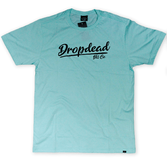 Camiseta Drop Dead Skateboards Written Azul Turquesa
