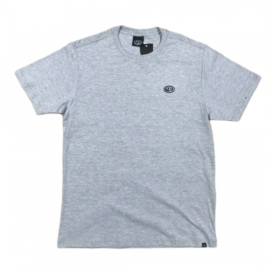 Detalhe Camiseta DropDead Cinza Mescla Logo Bottom Melbourne Skateboards - Estilo Urbano