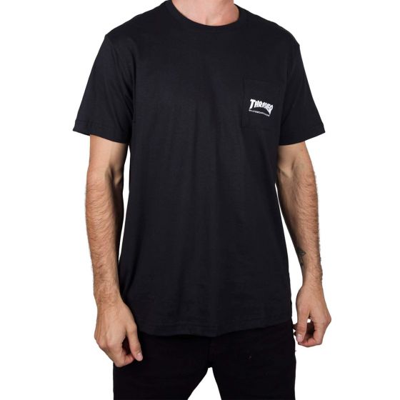 Camiseta Especial Thrasher Magazine Pocket logo Preta