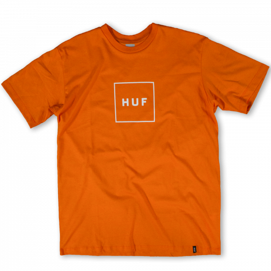 Camiseta HUF WorldWide Essentials Box Logo Laranja Neon