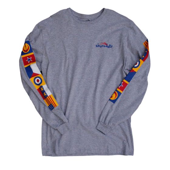 Camiseta Manga Longa Collab Lakai Limited x Chocolate Flags Mescla Cinza Lakai Limited - Camiseta Skate Streetwear