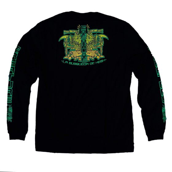 Camiseta Manga Longa Creature Skateboards Busqueda de Hesh Preta