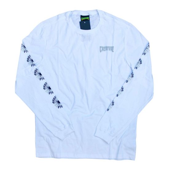 Camiseta Manga Longa Creature Skateboards Fiend Web Branca