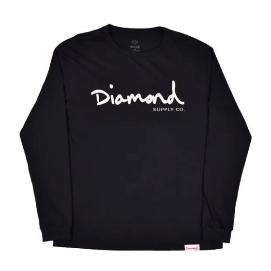 Camiseta Manga longa Diamond Supply OG Script Tee Preto