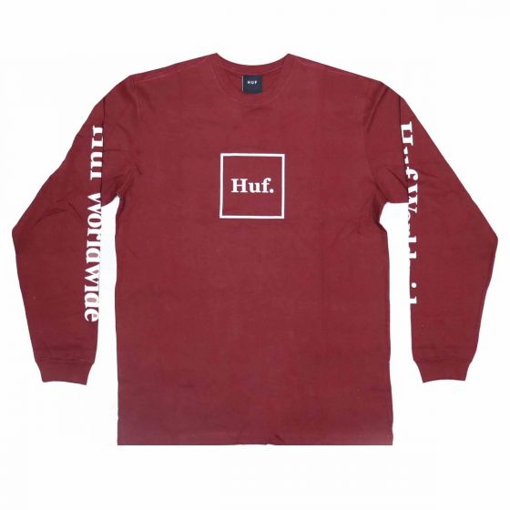 Camiseta Manga Longa Essentials Huf Wordwide Domestic Vermelho