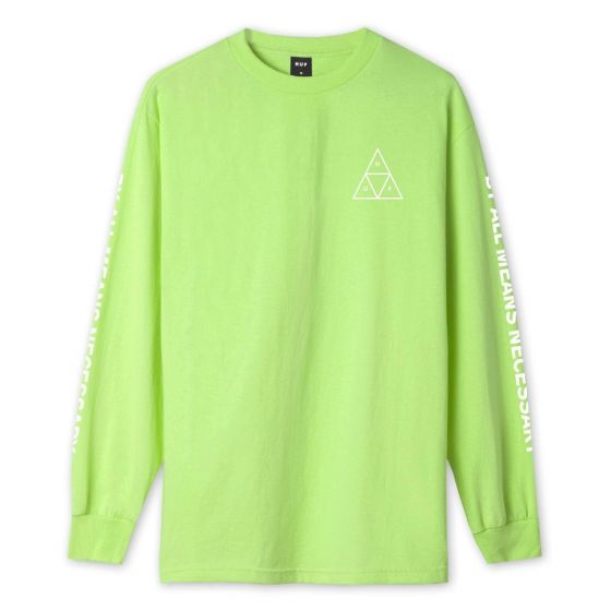Camiseta Manga Longa HUF Worldwide Essentials Triple Triangle Verde Menta