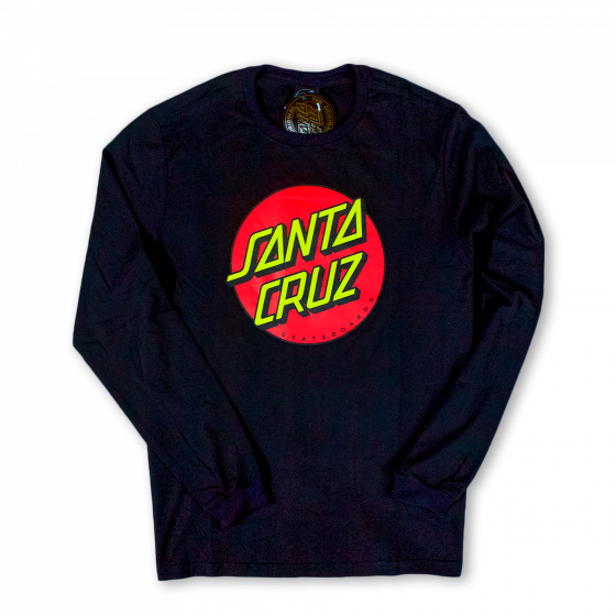 Detalhe Camiseta Manga Longa Santa Cruz Skateboards Classic Dot Preta Santa Cruz Skateboards - Estilo Urbano
