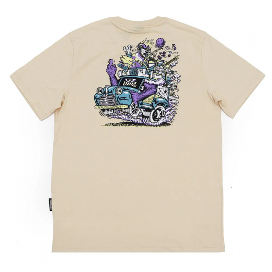 Camiseta Santa Cruz Johnson Beast Wagon Stripes Bege