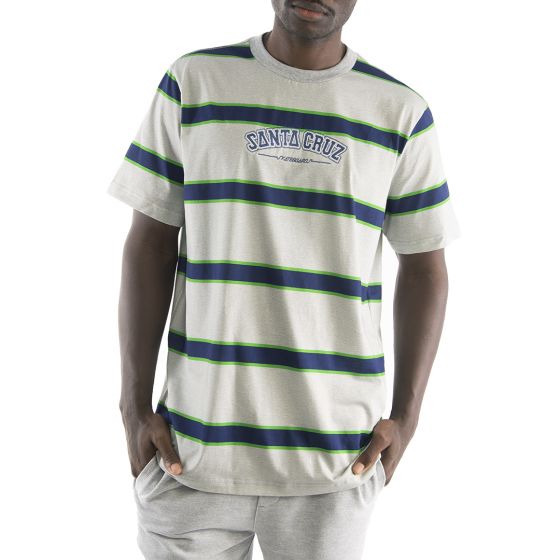 Camiseta Santa Cruz Skateboards Especial Collegiate SC Stripe - Cinza Mescla