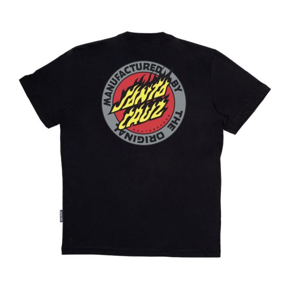 Camiseta Santa Cruz Skateboards Flamed MFG Dot Preta