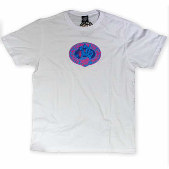 Camiseta Santa Cruz Skateboards MFG Hand Branca