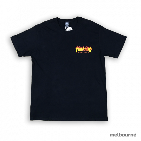 Camiseta Thrasher Magazine Flame Bottom Preta