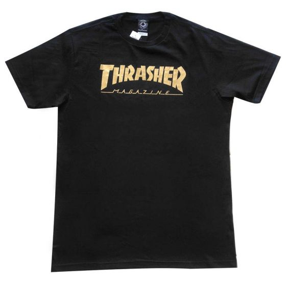 Camiseta Thrasher Magazine Logo Gold Foil Preta