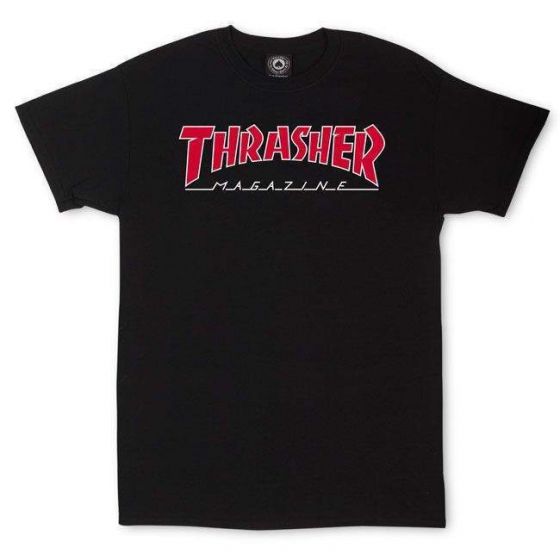 Camiseta Thrasher Magazine Outlined Preta Logo Vermelho