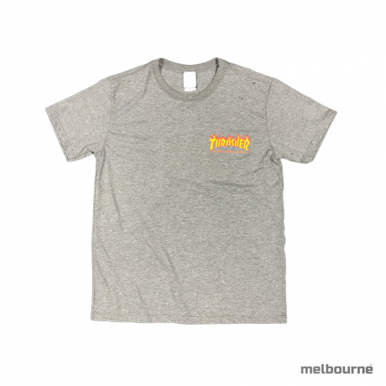 Camiseta Thrasher Mc Flame Bottom Cinza 