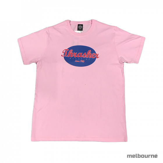 Camiseta Thrasher Oval Script Rosa Claro