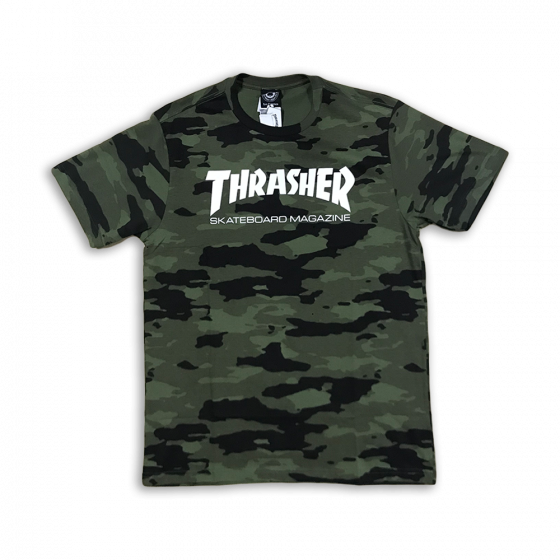 Camiseta Thrasher Skate Mag Logo Camuflado Verde