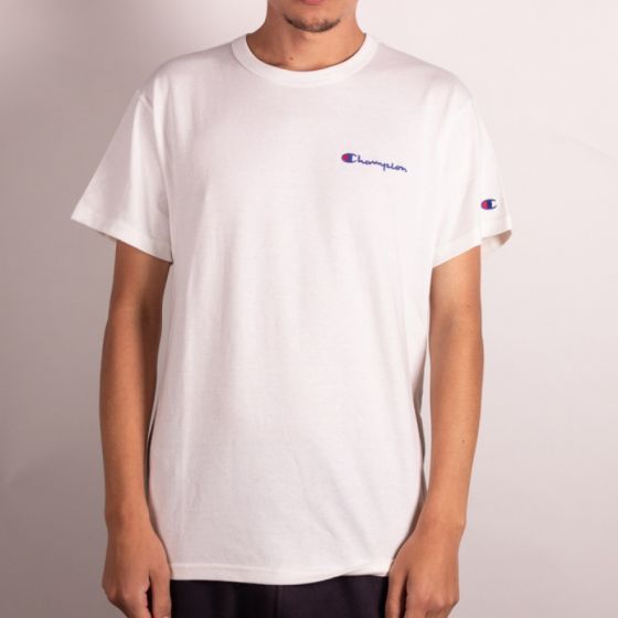 Camiseta Champion Mini Script Logo Branca