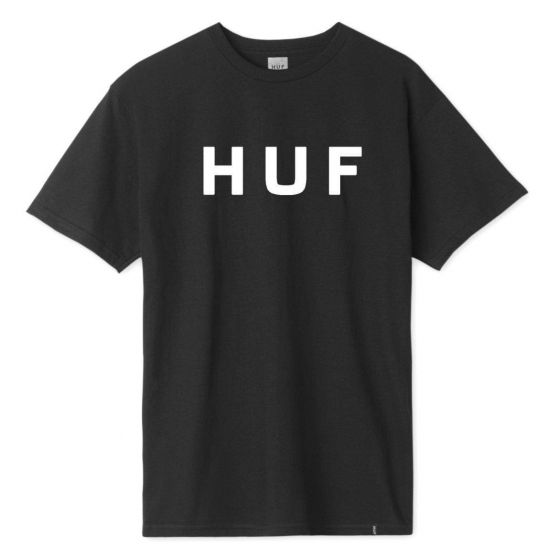 Camiseta HUF Worldwide Essentials OG Logo Preta