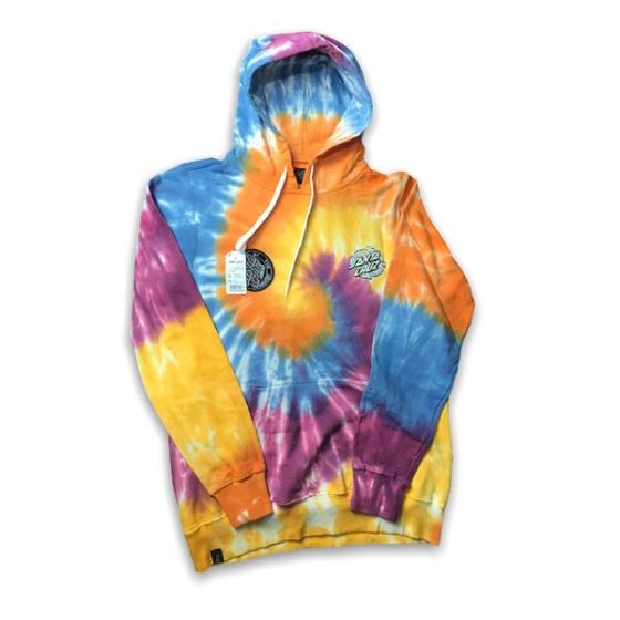 Detalhe Moletom Santa Cruz Feminino Warp Broken Dot Hooded - Tie Dye Santa Cruz Skateboards - Estilo Urbano