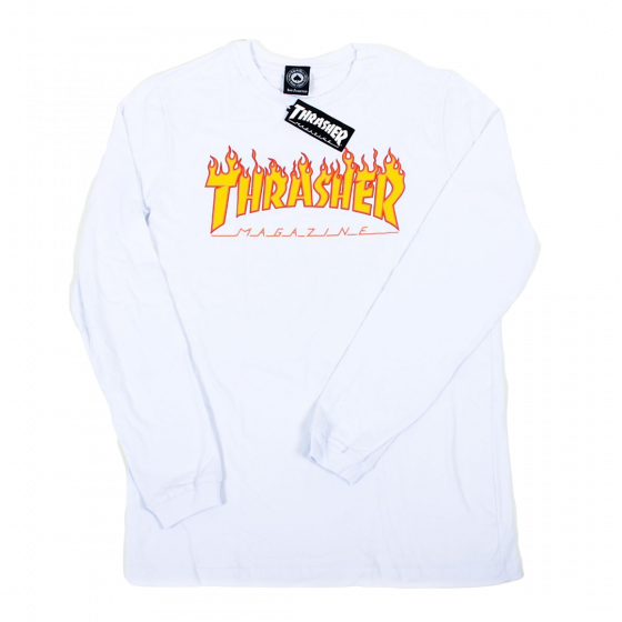 Foto Manga Longa Thrasher Magazine Flame Branca Thrasher Magazine - Skate Shop Online