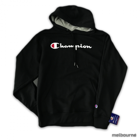 Moletom Canguru Champion Logo Escrito - Fleece Pullover Hood – Preto